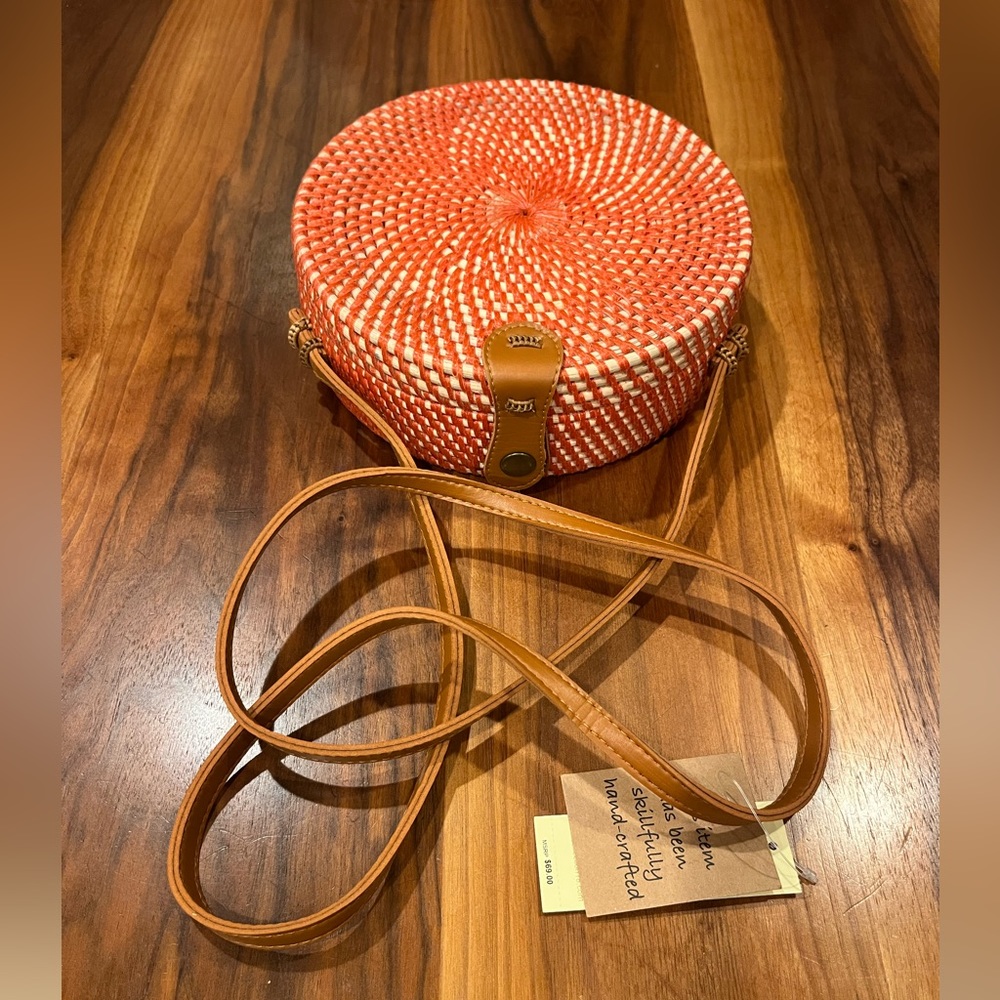 ROUND POCKETBOOK WITH SHOULDER STRAP-NEW ORANGE COLOR